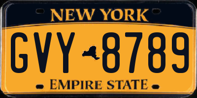 NY license plate GVY8789