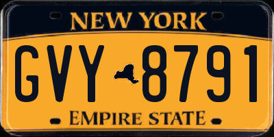NY license plate GVY8791