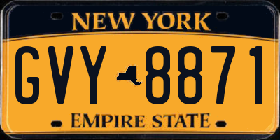 NY license plate GVY8871