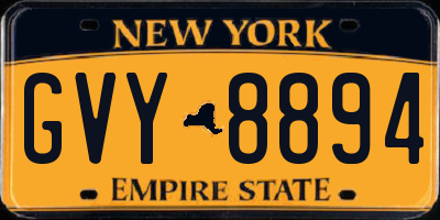 NY license plate GVY8894