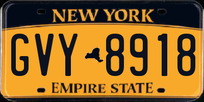 NY license plate GVY8918