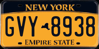 NY license plate GVY8938