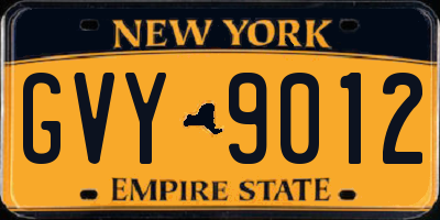 NY license plate GVY9012