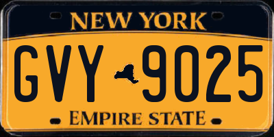 NY license plate GVY9025