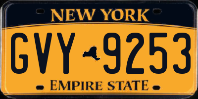NY license plate GVY9253