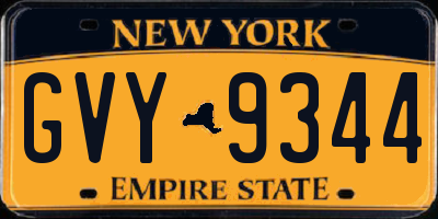 NY license plate GVY9344