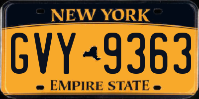 NY license plate GVY9363