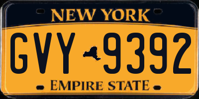 NY license plate GVY9392
