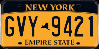 NY license plate GVY9421