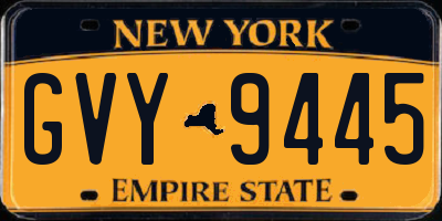 NY license plate GVY9445