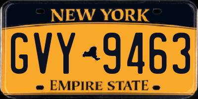 NY license plate GVY9463
