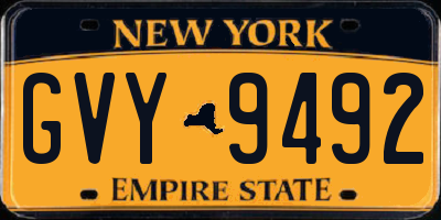NY license plate GVY9492