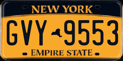 NY license plate GVY9553