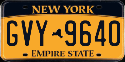 NY license plate GVY9640