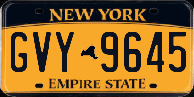 NY license plate GVY9645