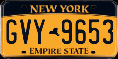 NY license plate GVY9653