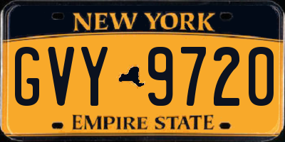 NY license plate GVY9720