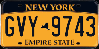 NY license plate GVY9743