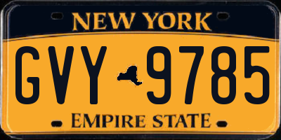 NY license plate GVY9785