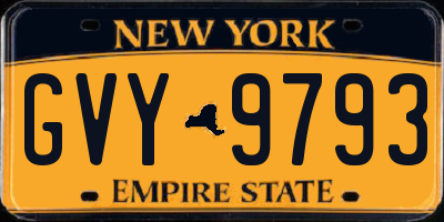 NY license plate GVY9793
