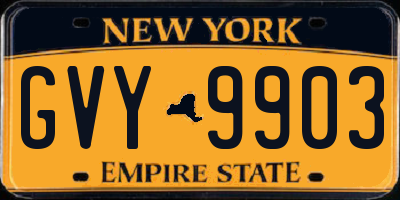 NY license plate GVY9903