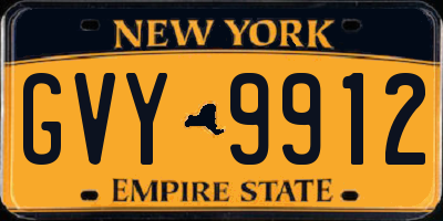 NY license plate GVY9912