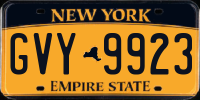 NY license plate GVY9923