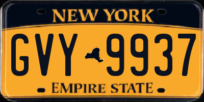 NY license plate GVY9937