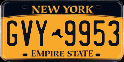 NY license plate GVY9953