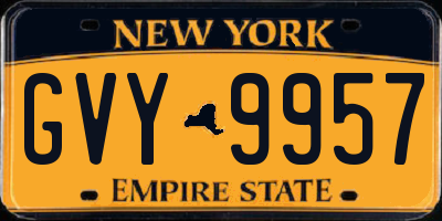 NY license plate GVY9957