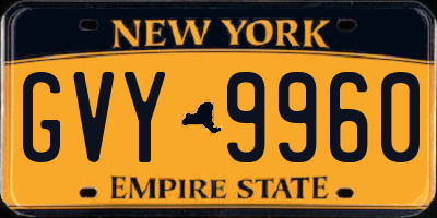 NY license plate GVY9960