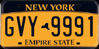 NY license plate GVY9991