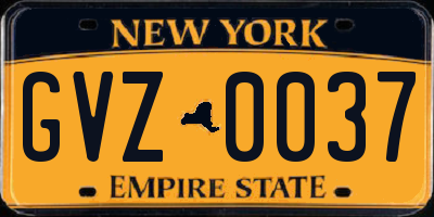 NY license plate GVZ0037