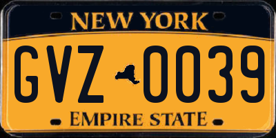 NY license plate GVZ0039
