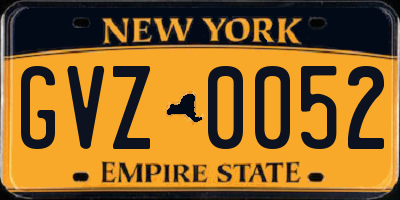 NY license plate GVZ0052
