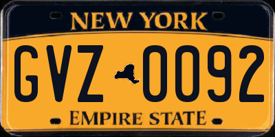 NY license plate GVZ0092