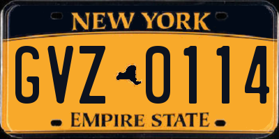 NY license plate GVZ0114
