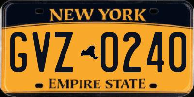 NY license plate GVZ0240
