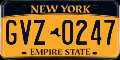 NY license plate GVZ0247