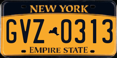 NY license plate GVZ0313
