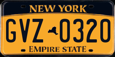 NY license plate GVZ0320