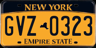 NY license plate GVZ0323