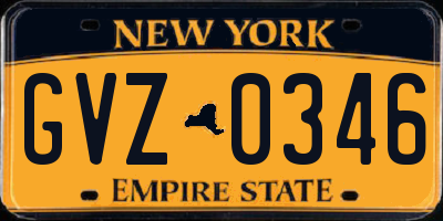 NY license plate GVZ0346