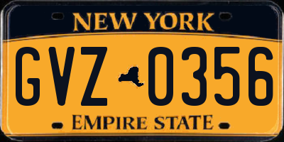 NY license plate GVZ0356