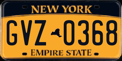 NY license plate GVZ0368
