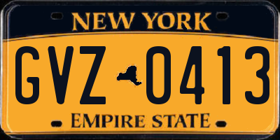 NY license plate GVZ0413