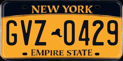 NY license plate GVZ0429