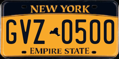 NY license plate GVZ0500