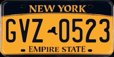 NY license plate GVZ0523