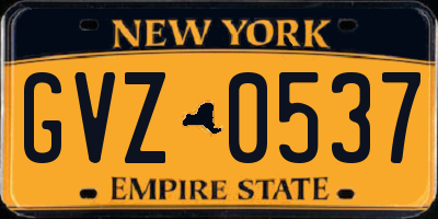 NY license plate GVZ0537